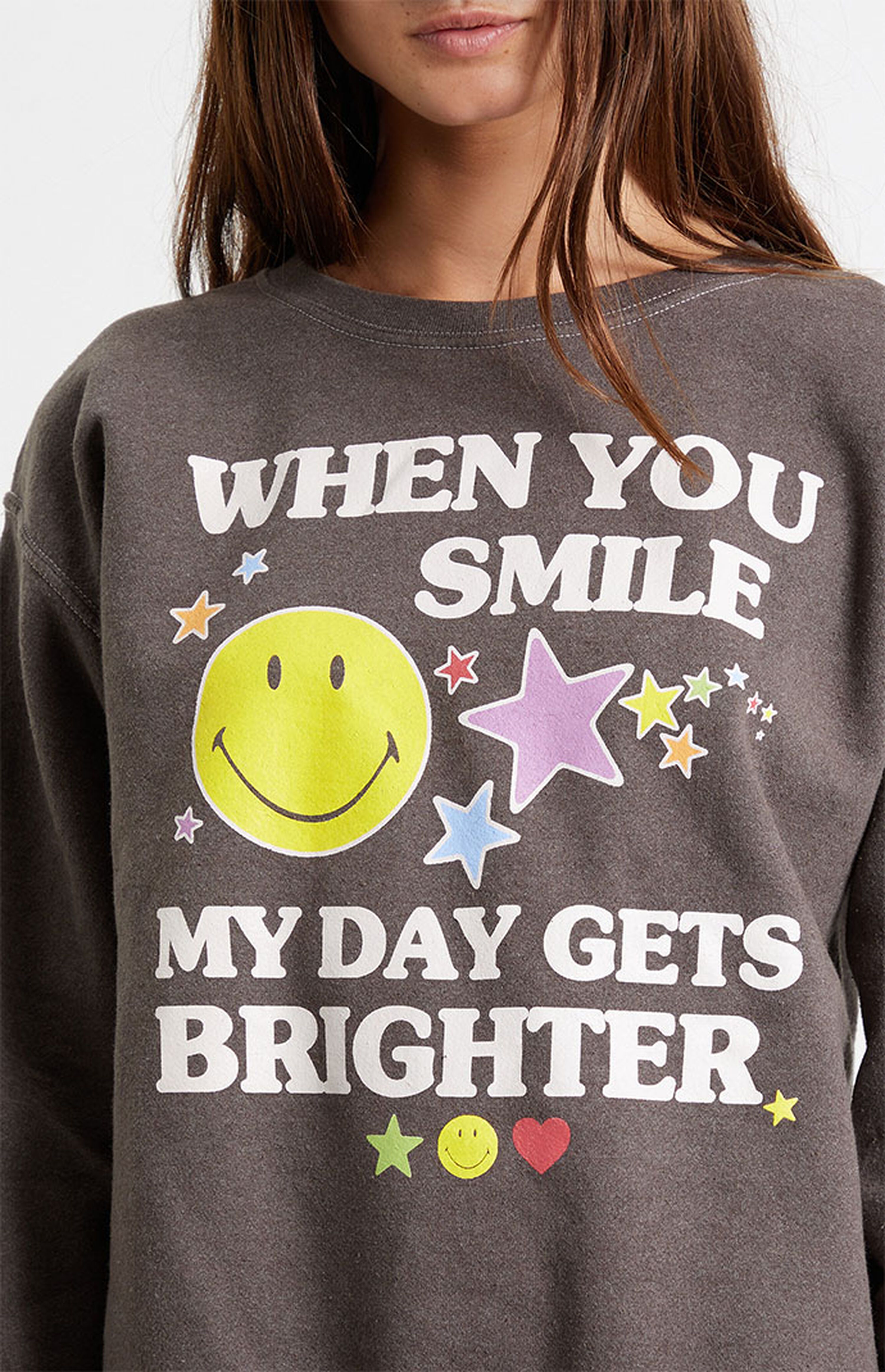 Smiley Brighter Day Crew Neck Sweatshirt | PacSun