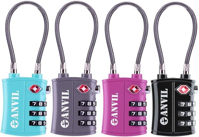 ANVIL TSA Approved Cable Luggage Locks 3 Digit Combination Padlock with Zinc Alloy Steel Cable Lo... | Amazon (US)