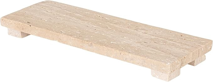 Creative Co-Op Scandinavian Travertine Footed Charcuterie Board, Beige | Amazon (US)