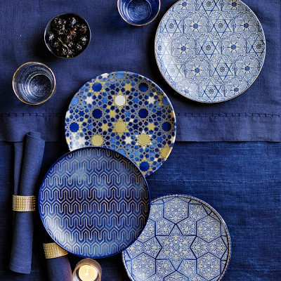 Hanukkah Blue Mosaic Salad Plates, Mixed Set of 4 | Williams-Sonoma