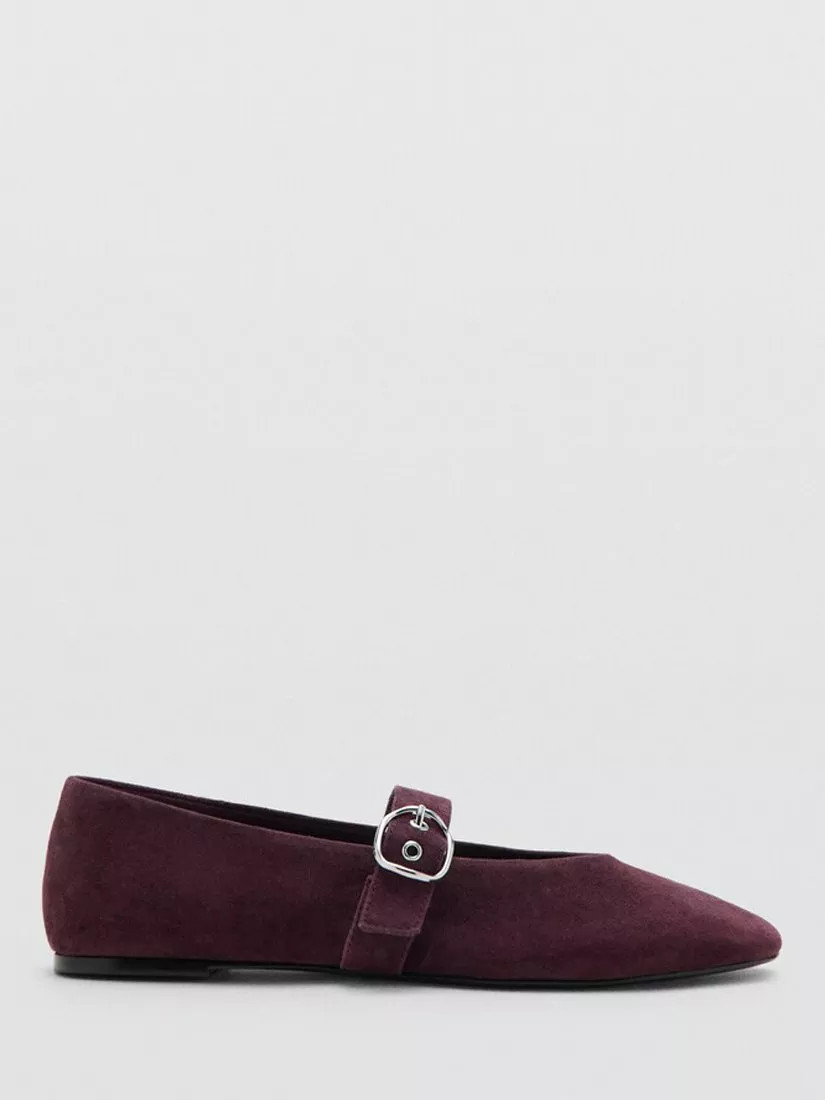 Mango Suede Mary Jane Ballerina Pumps | John Lewis (UK)