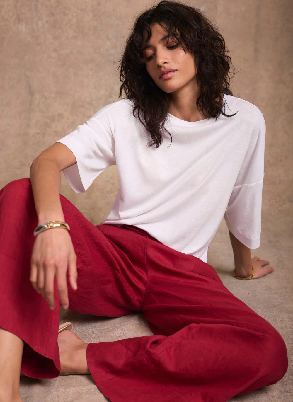 White Linen Blend Boxy T Shirt | Mint Velvet