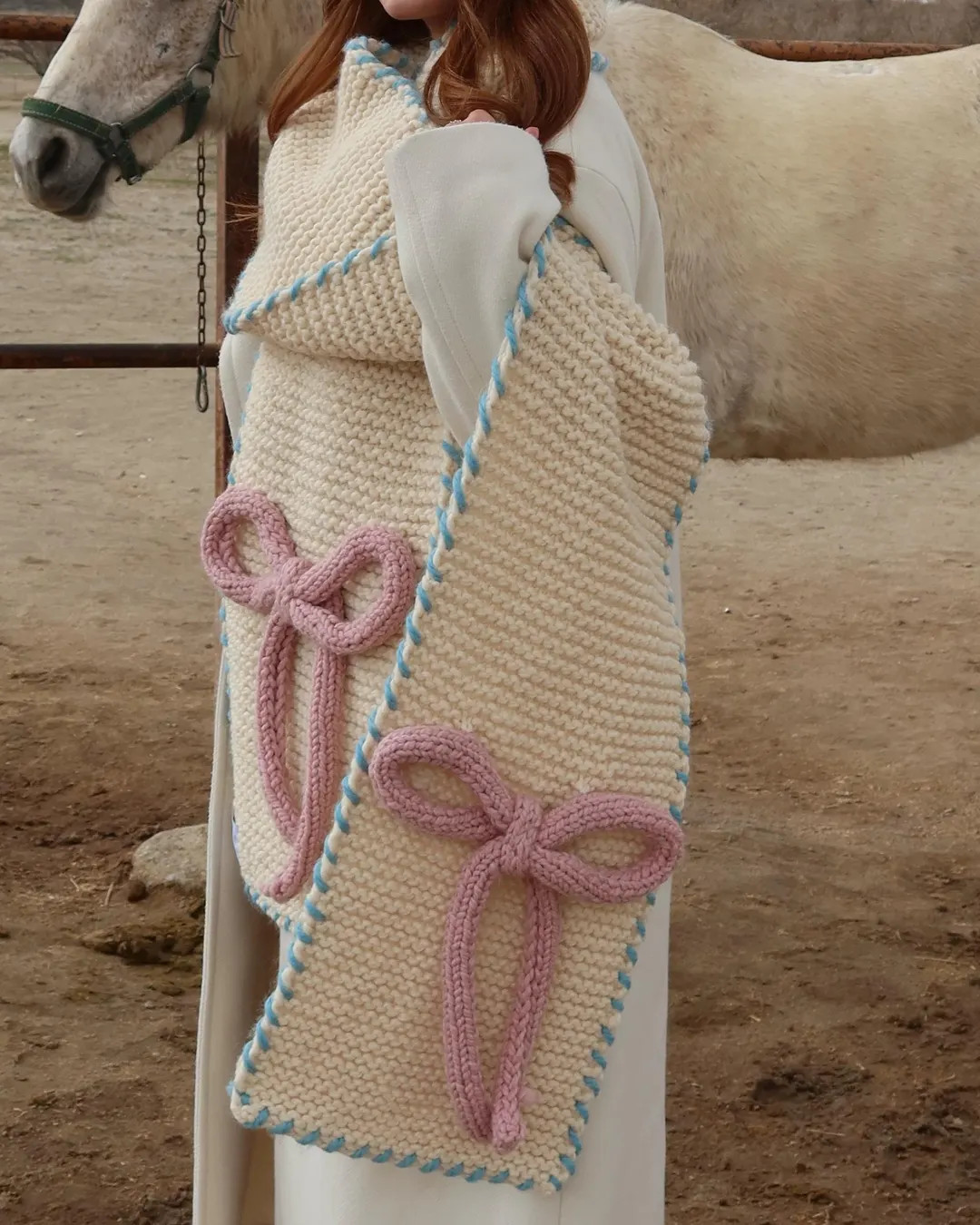 Hand Knit Bow Scarf and Hat Set, Pink Chunky Knit, Winter Fashion - Etsy | Etsy (US)