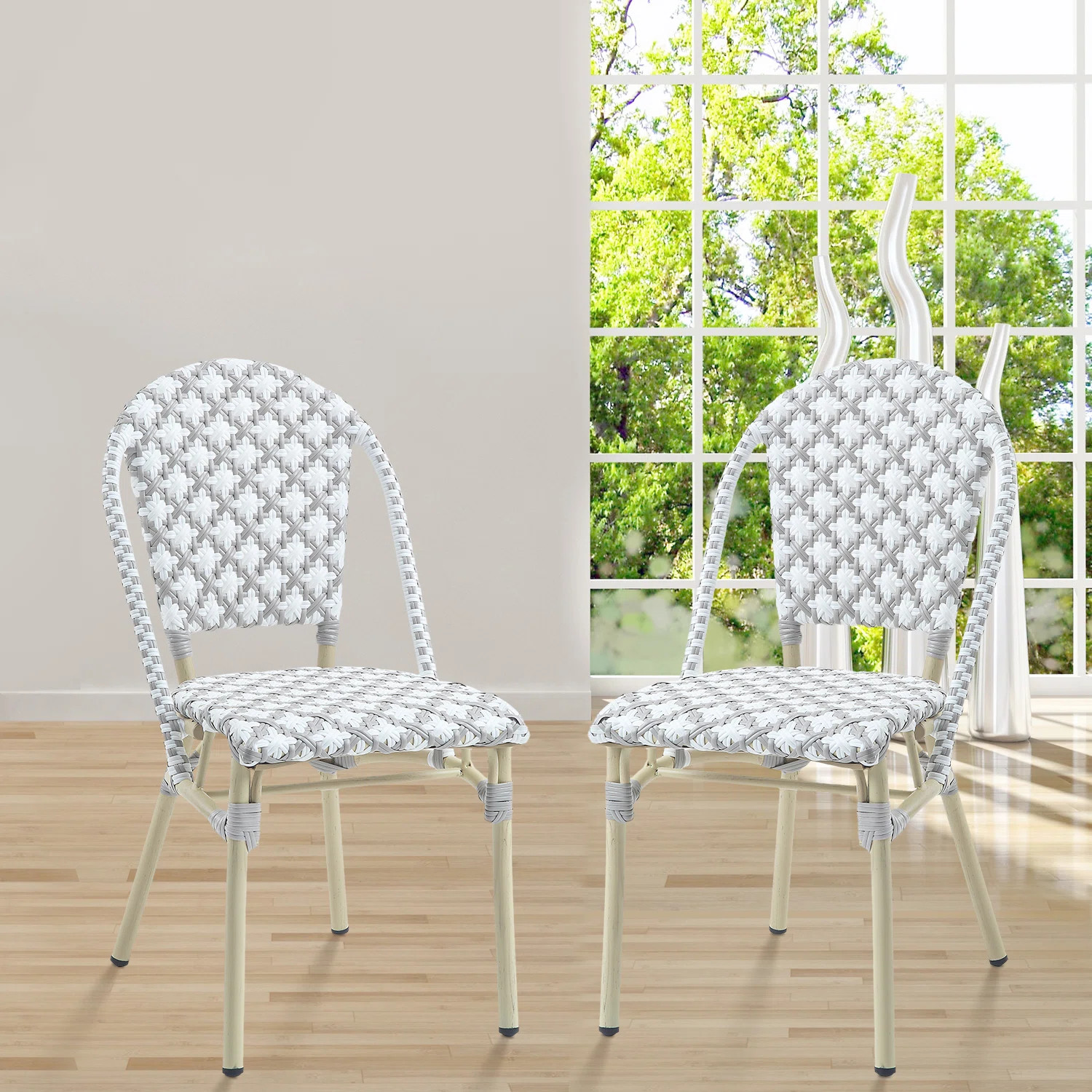 Longshore Tides Allexia Wicker Outdoor Bistro Chairs Aluminum Dining Chair | Wayfair | Wayfair North America