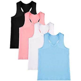 SATINIOR 4 Pieces Girls Dance Tank Tops Racerback Crop Tank Tops Sleeveless Top for Gymnastics and D | Amazon (US)