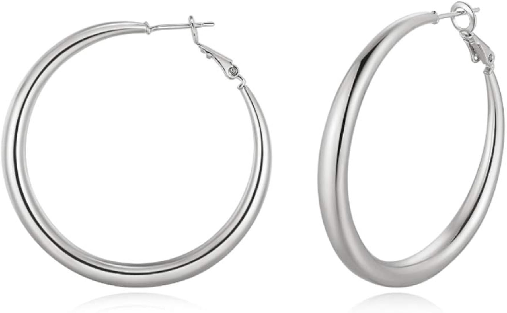 Doubnine Tube Hoop Earrings Gold Lightweight Large Earrings Women Fashion Jewelry 50mm | Amazon (US)