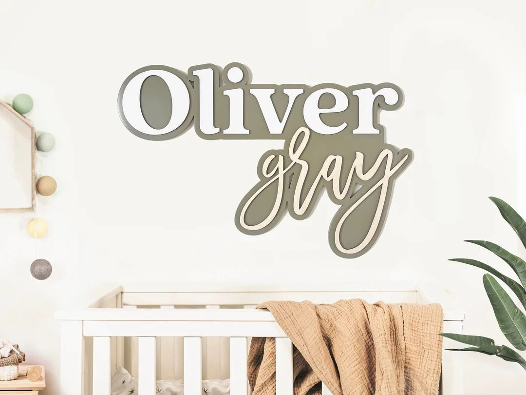 Baby Name Sign | Wood Nursery Name Sign for Boy or Girl | Boy Nursery Decor Name Sign | Girl Boho... | Etsy (US)
