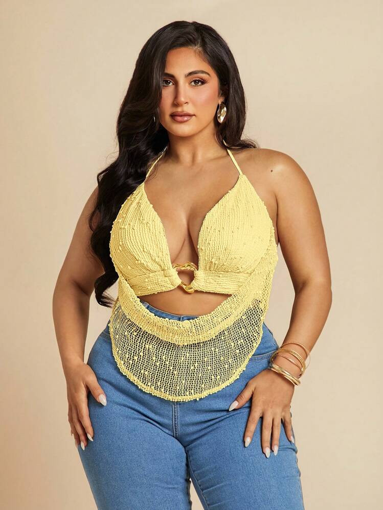Yellow textured top | SHEIN