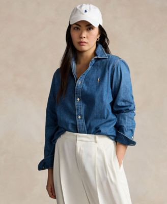 Women's Slim-Fit Denim Shirt | Macy's