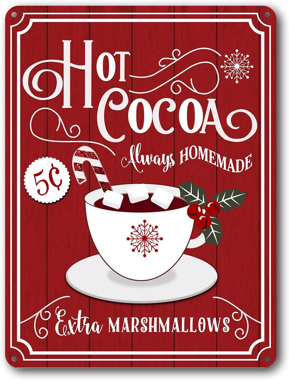 Christmas Decor Signs Farmhouse Decorative Red Hot Cocoa Vintage Wall Decorations - Cup of Cocoa ... | Amazon (US)