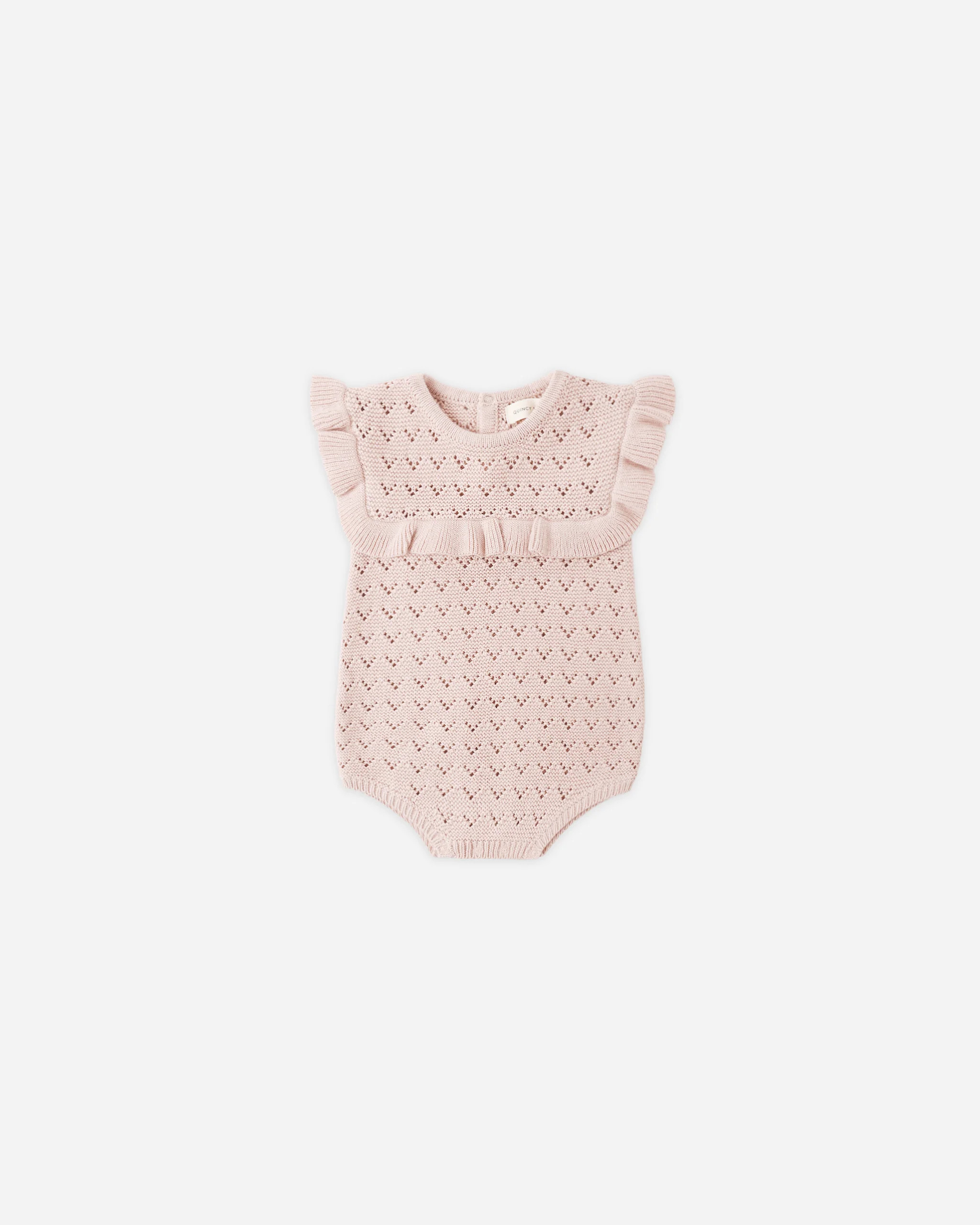 Pointelle Ruffle Romper Blush | Rylee + Cru