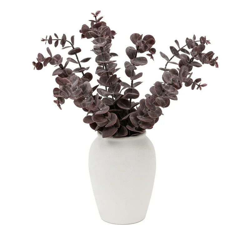 Better Homes & Gardens Artificial Purple Eucalyptus in White Ceramic Vase, 12" | Walmart (US)