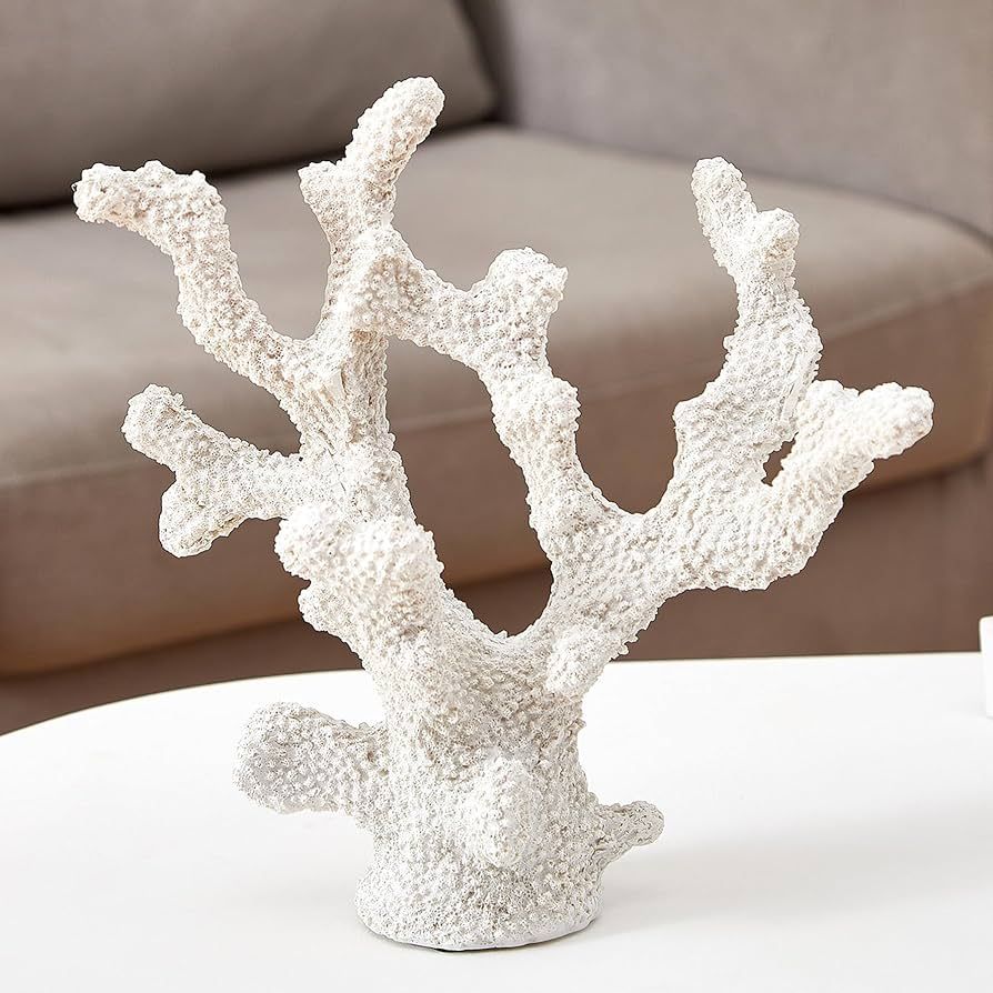 OTARTU Coral Reef Décor,White Coral Reef Ornament, Faux Artificial Coral Statue, Nautical Decor ... | Amazon (US)