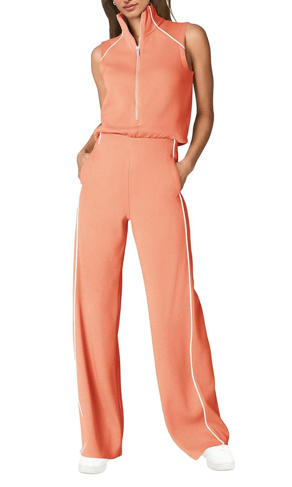 SENSERISE Womens Summer Jumpsuits Dressy Casual Sleeveless Mock Neck Top Wide Leg Pants Romper wi... | Amazon (US)