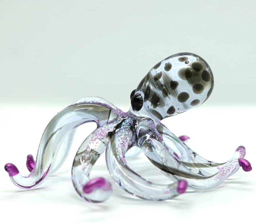 Sansukjai Octopus Miniature Figurines Animals Hand Blown Color Glass Art Collectible Gift Decorat... | Amazon (US)