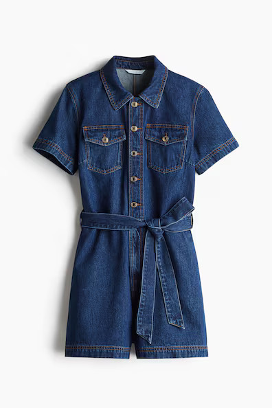 H & M - Denim Romper - Blue | H&M (US + CA)