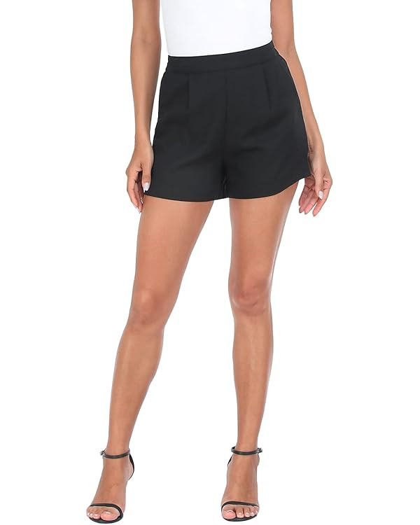 HDE High Waisted Linen Blend Pull On Dressy Summer Shorts for Women with Pockets | Amazon (US)