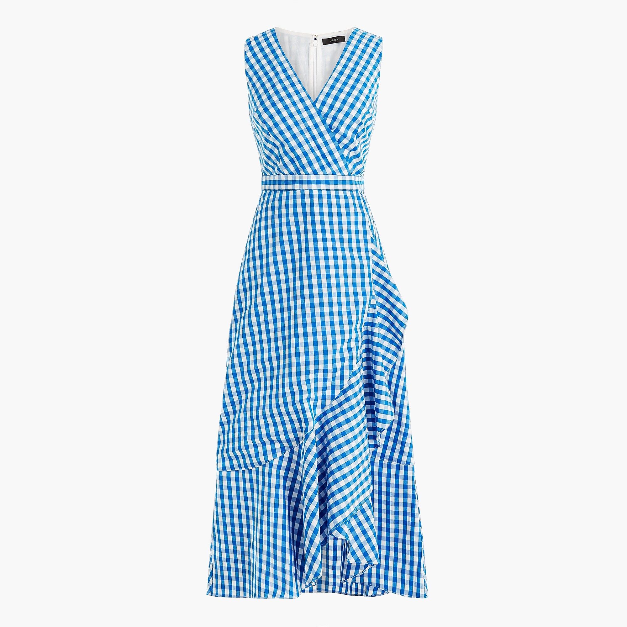 V-neck ruffle wrap maxi dress in cotton poplin | J.Crew Factory