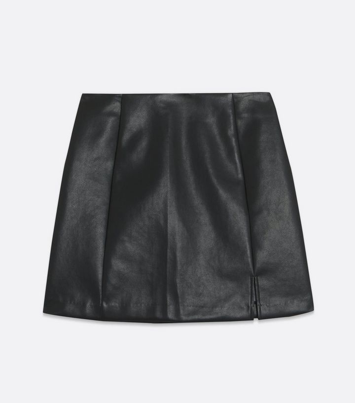 Black Leather-Look Split Hem Mini Skirt
						
						Add to Saved Items
						Remove from Saved I... | New Look (UK)