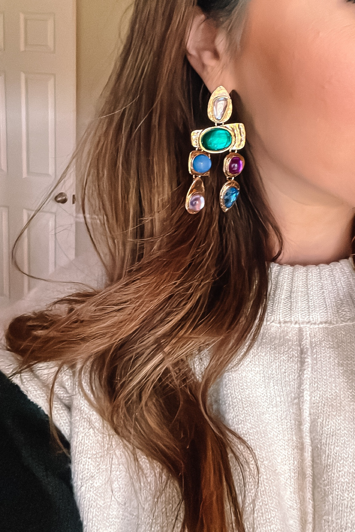 Multi color stone earrings NOT heavy 