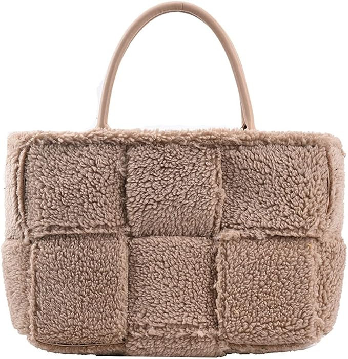 Women Woven Satchels,Plush Totes Large Capacity,Top-Handle Bags+PU Wallets | Amazon (US)