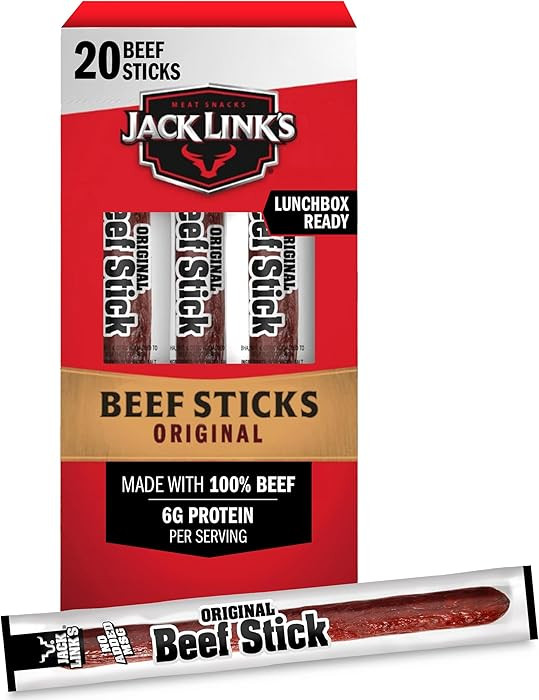 Jack Link's Beef Sticks, Original – Protein Snack, Meat Stick with 6g of Protein, Meat Snack St... | Amazon (US)