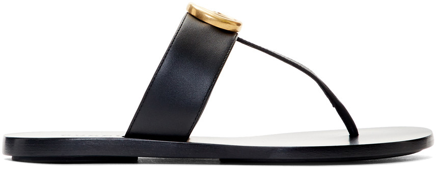 Black GG Marmont Sandals | SSENSE