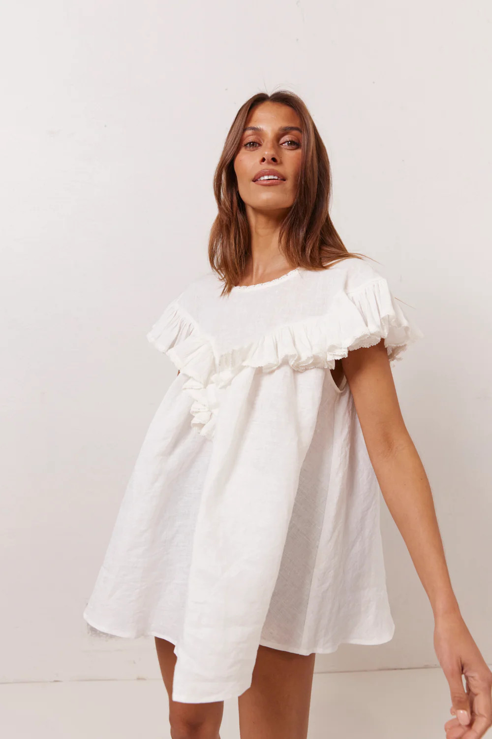 Viola Linen Tunic White | VRG Grl