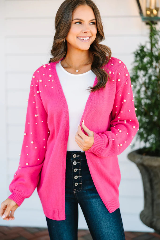 Get Going Fuchsia Pink Embellished Cardigan | The Mint Julep Boutique