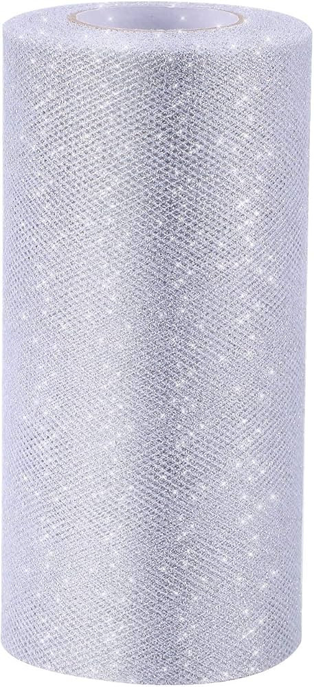 Glitter Tulle Roll Sparkling Tulle Ribbon Fabric Spool for Wedding Decoration Gift Wrapping, 6 In... | Amazon (US)