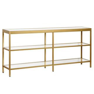 Meyer&Cross Alexis 64 in. Brass Rectangle Glass Console Table-AT0592 - The Home Depot | The Home Depot