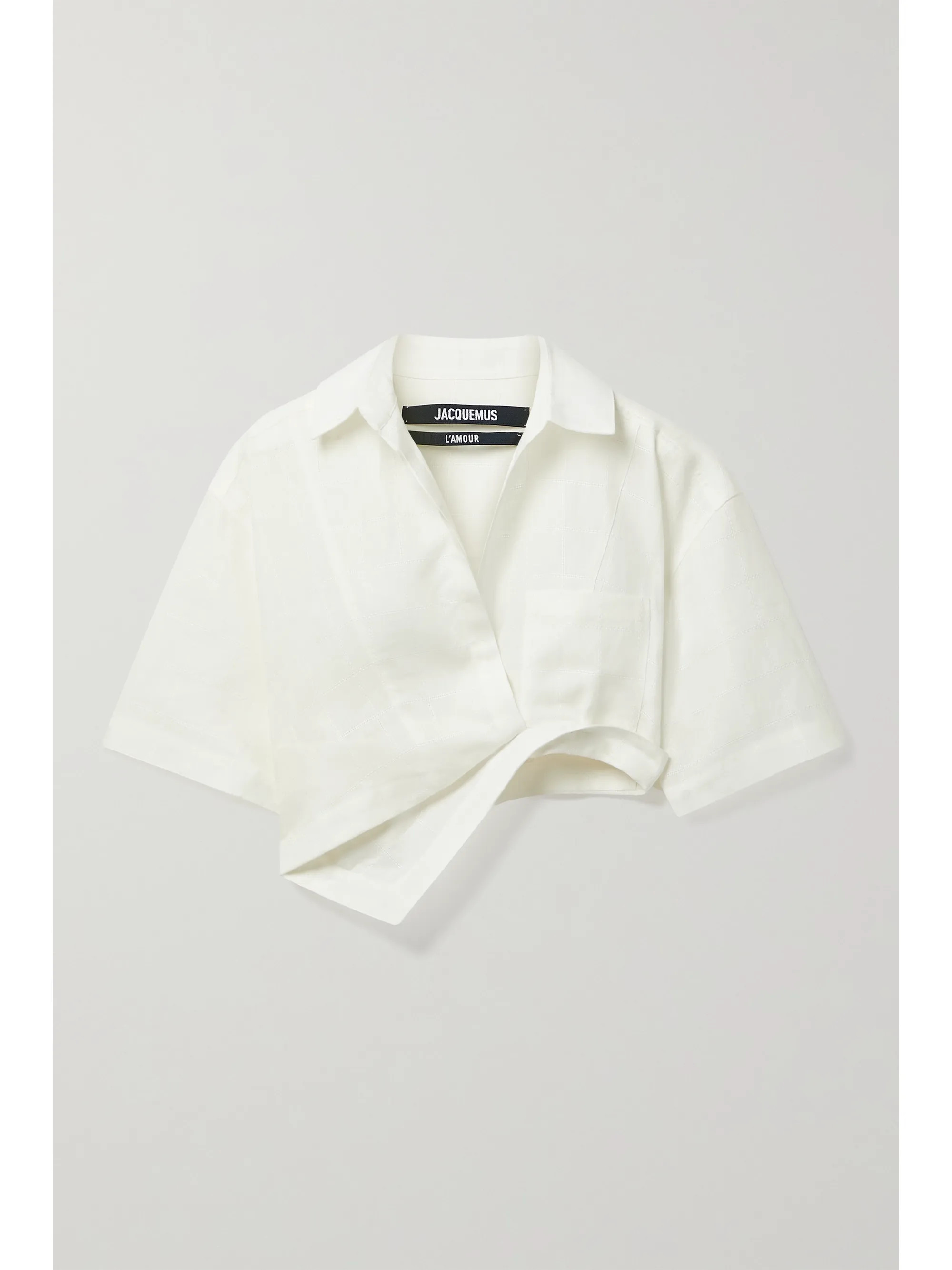 White Capri asymmetric cropped cotton-blend jacquard shirt | Jacquemus | NET-A-PORTER | NET-A-PORTER (US)