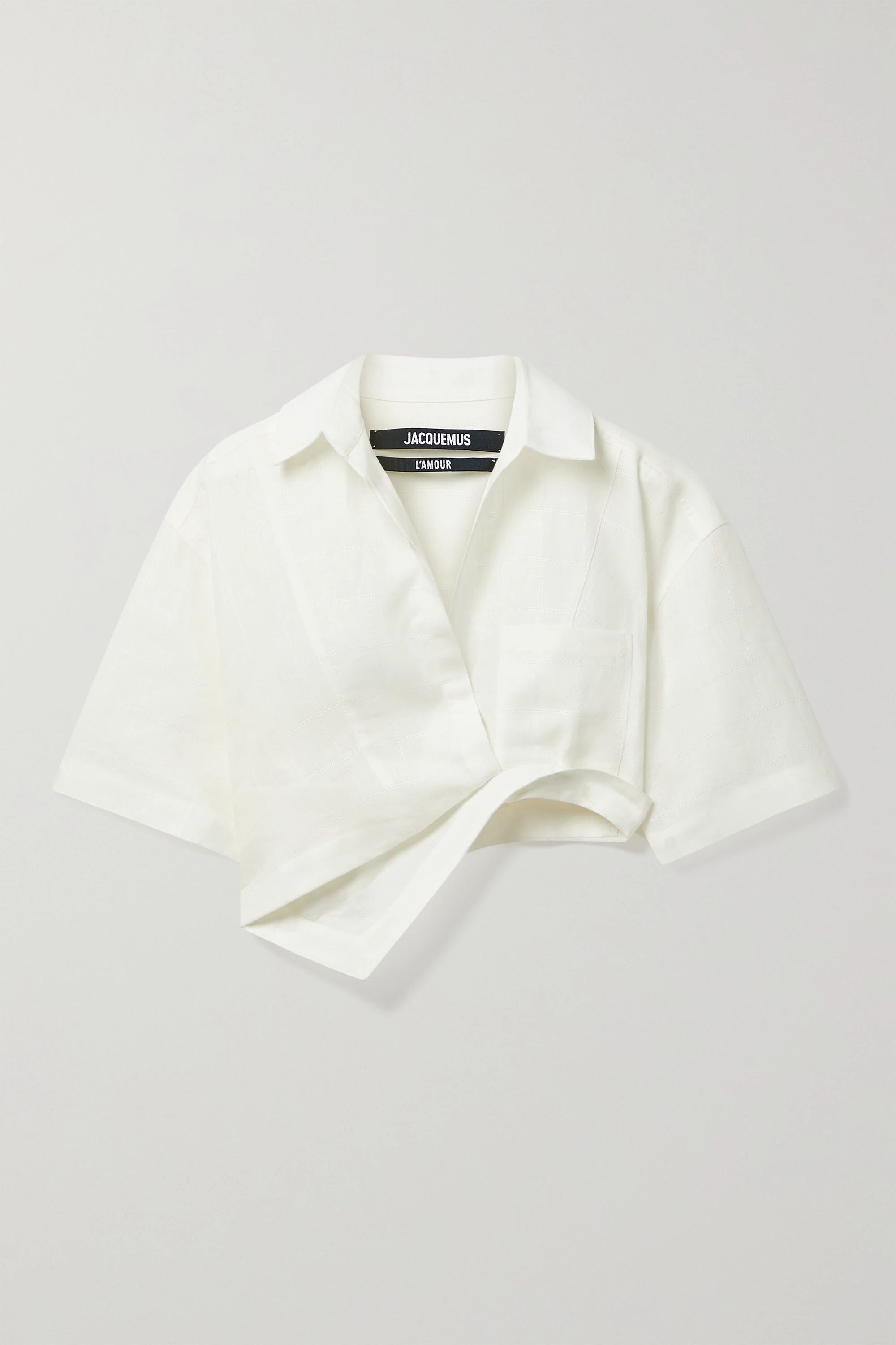 White Capri asymmetric cropped cotton-blend jacquard shirt | Jacquemus | NET-A-PORTER | NET-A-PORTER (US)