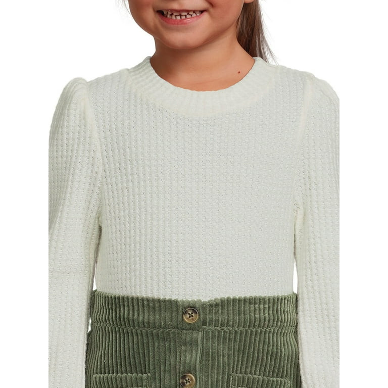 Wonder Nation Toddler Girl Waffle Knit Top and Corduroy Skirt Set, 2-Piece, Sizes 12M-5T - Walmar... | Walmart (US)