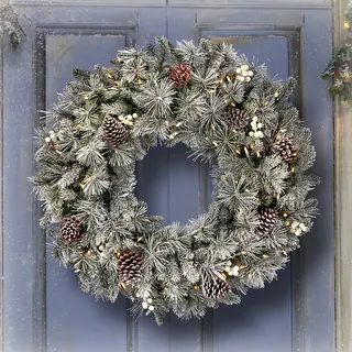 30" Glistening Pine Wreath | Bed Bath & Beyond