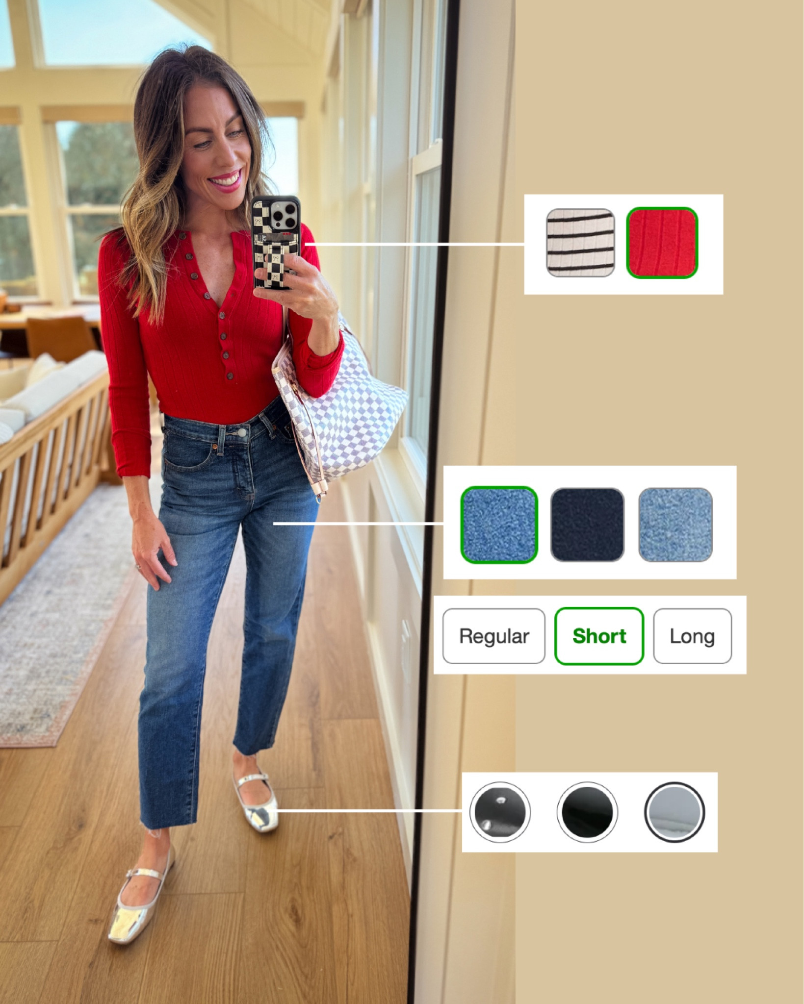 Long sleeve Henley: xs
Jeans: 2 short (size up one)
Ballet flats: 6 (fit TTS)

#LTKOver40 #LTKStyleTip #LTKFindsUnder50