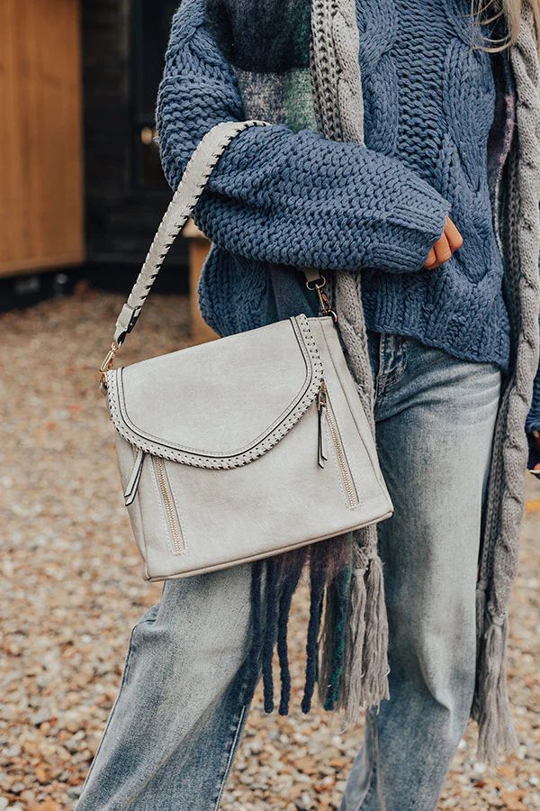The Meena Faux Leather Crossbody In Grey | Impressions Online Boutique