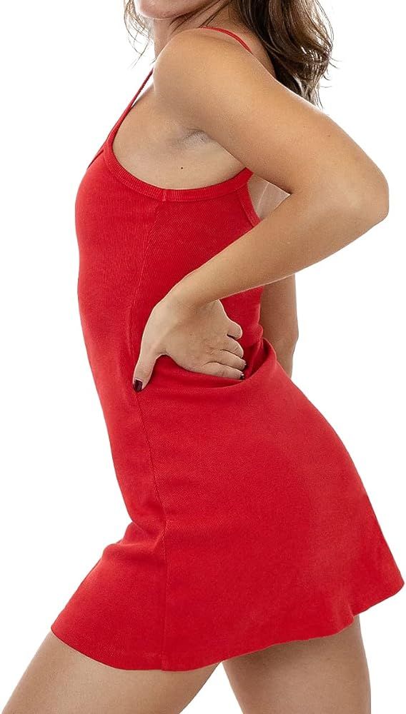 Women's Sleeveless Heavy Rib Cotton Spaghetti Strap Casual Mini Dress | Amazon (US)