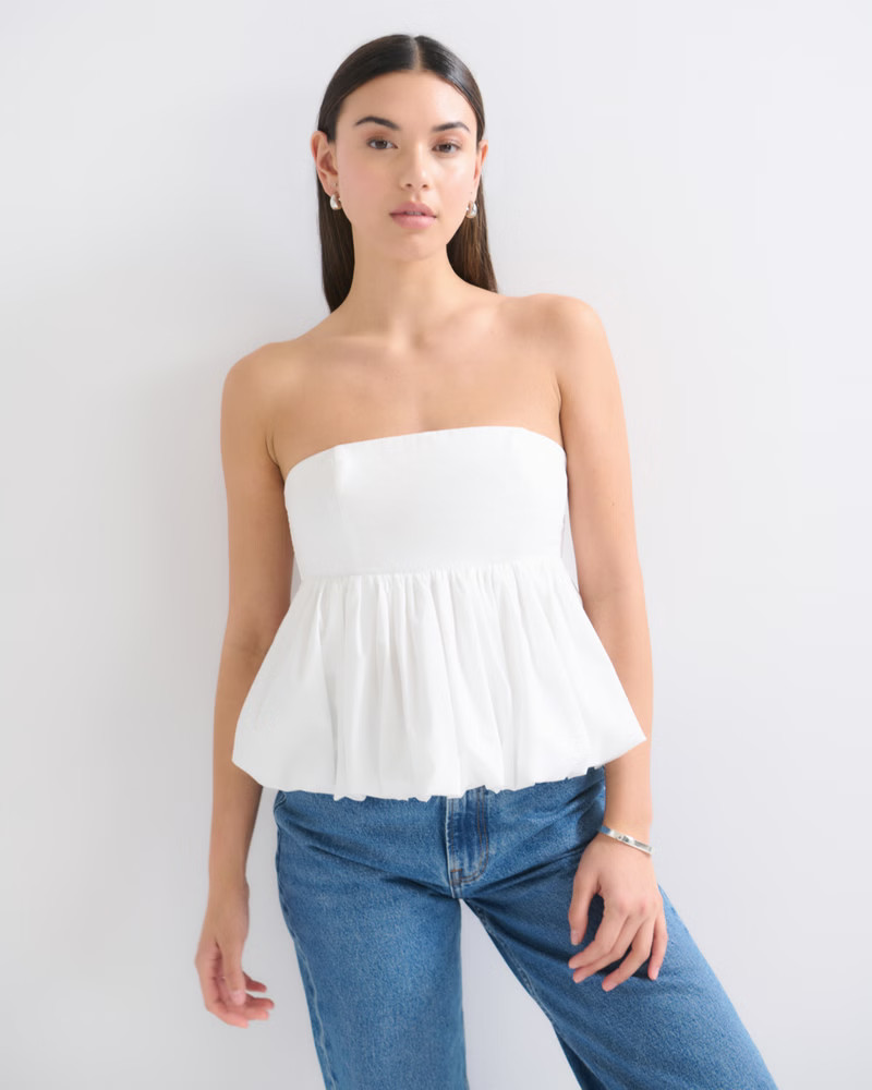 Strapless Bubble Hem Top | Abercrombie & Fitch (US)