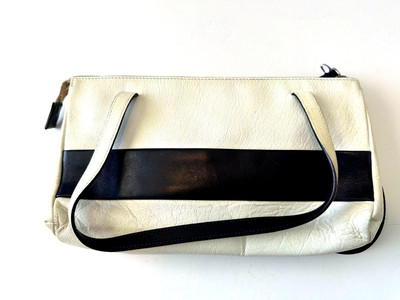 Vintage Miu Miu small Navy blue and white designer bag, zipper, top handle | eBay CA