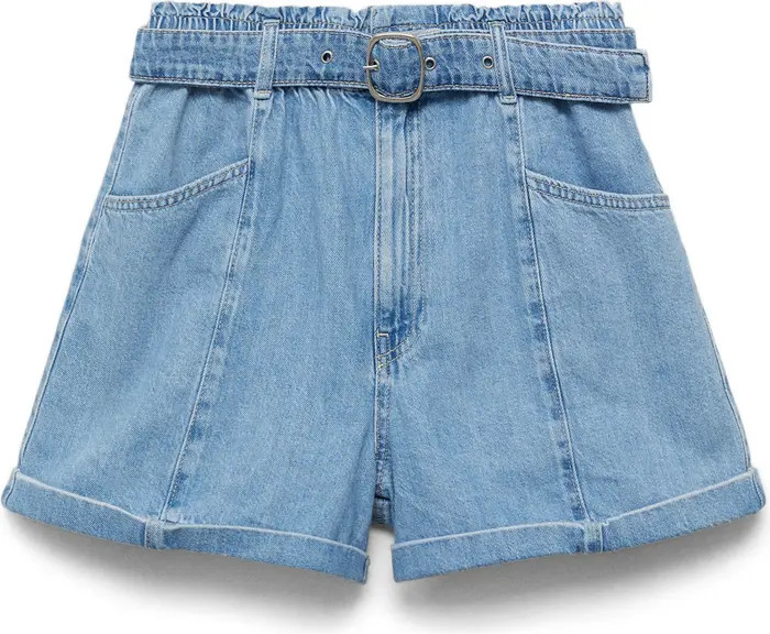 MANGO Belted Paperbag Denim Shorts | Nordstrom | Nordstrom