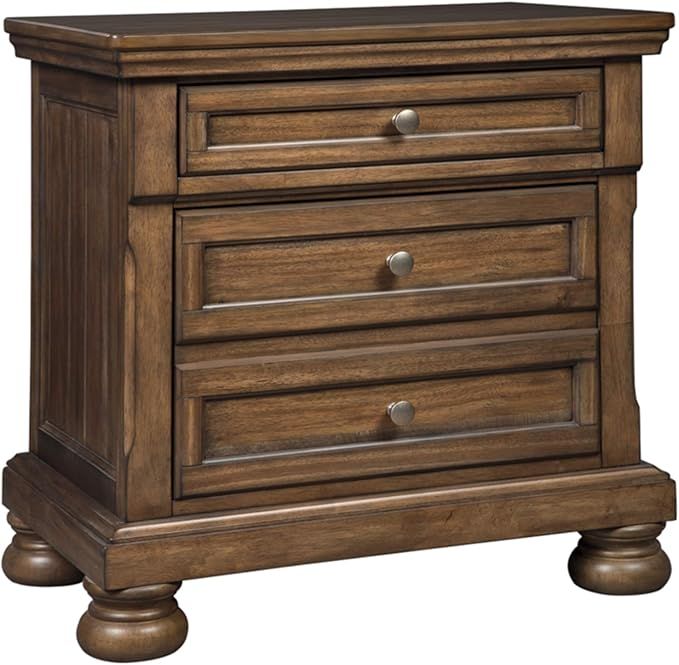 Signature Design by Ashley Flynnter Traditional 2 Drawer Nightstand with Hidden Pull-Out Tray, To... | Amazon (US)