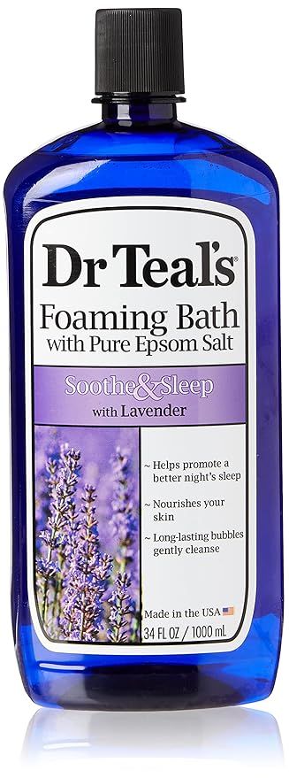 Dr Tealâ€™s Foaming Bath with Pure Epsom Salt, Soothe & Sleep with Lavender, 34 fl oz | Amazon (US)