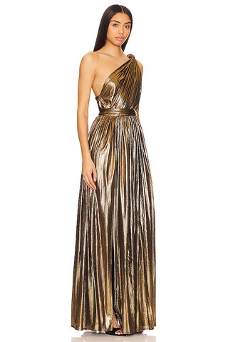 Goddess One Shoulder Gown in Gold | Revolve Clothing (Global)
