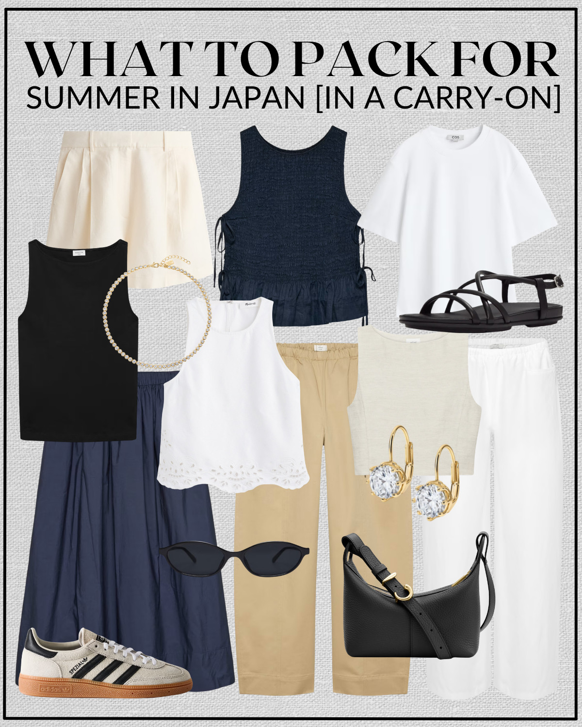 what to pack for japan in summer in a carry on 

summer travel / japan / linen pants / shorts / strappy sandals / sneakers  

 #LTKTravel