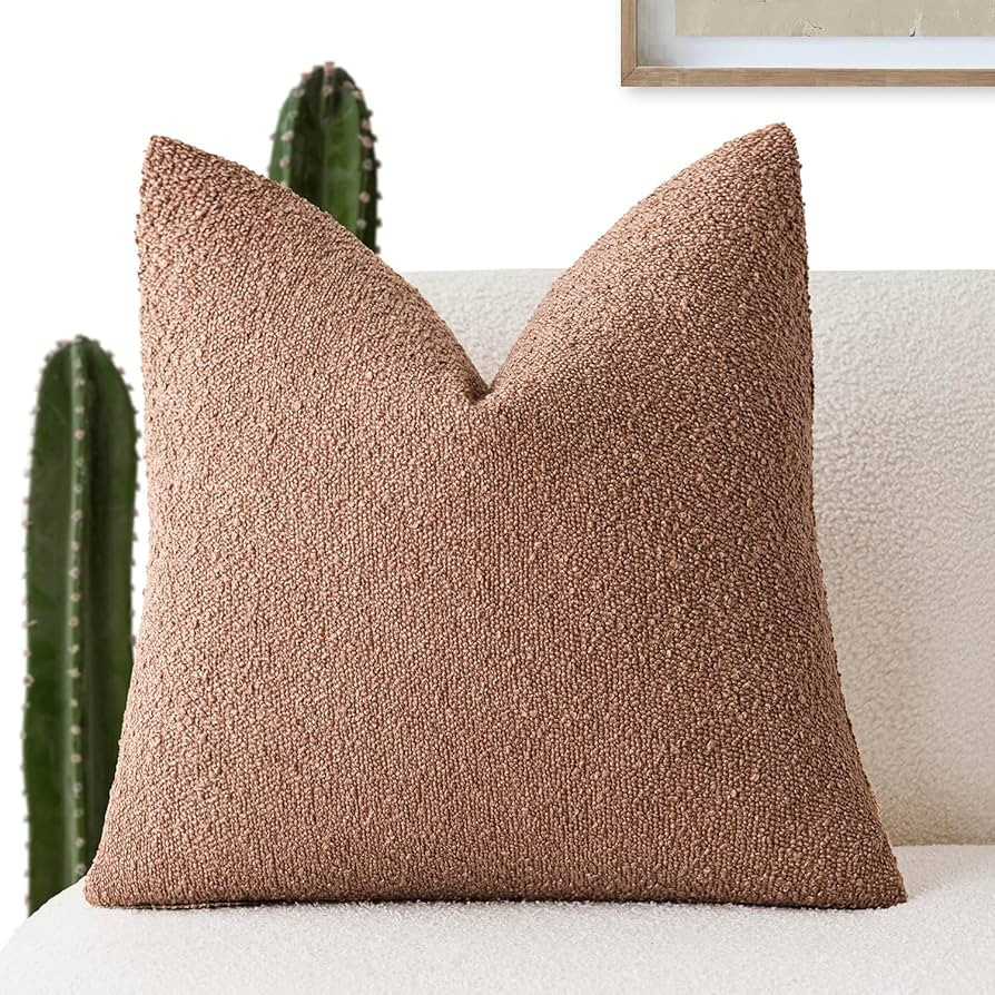 Foindtower Decorative Textured Boucle Throw Pillow Covers Accent Solid Pillow Cases Neutral Soft ... | Amazon (US)