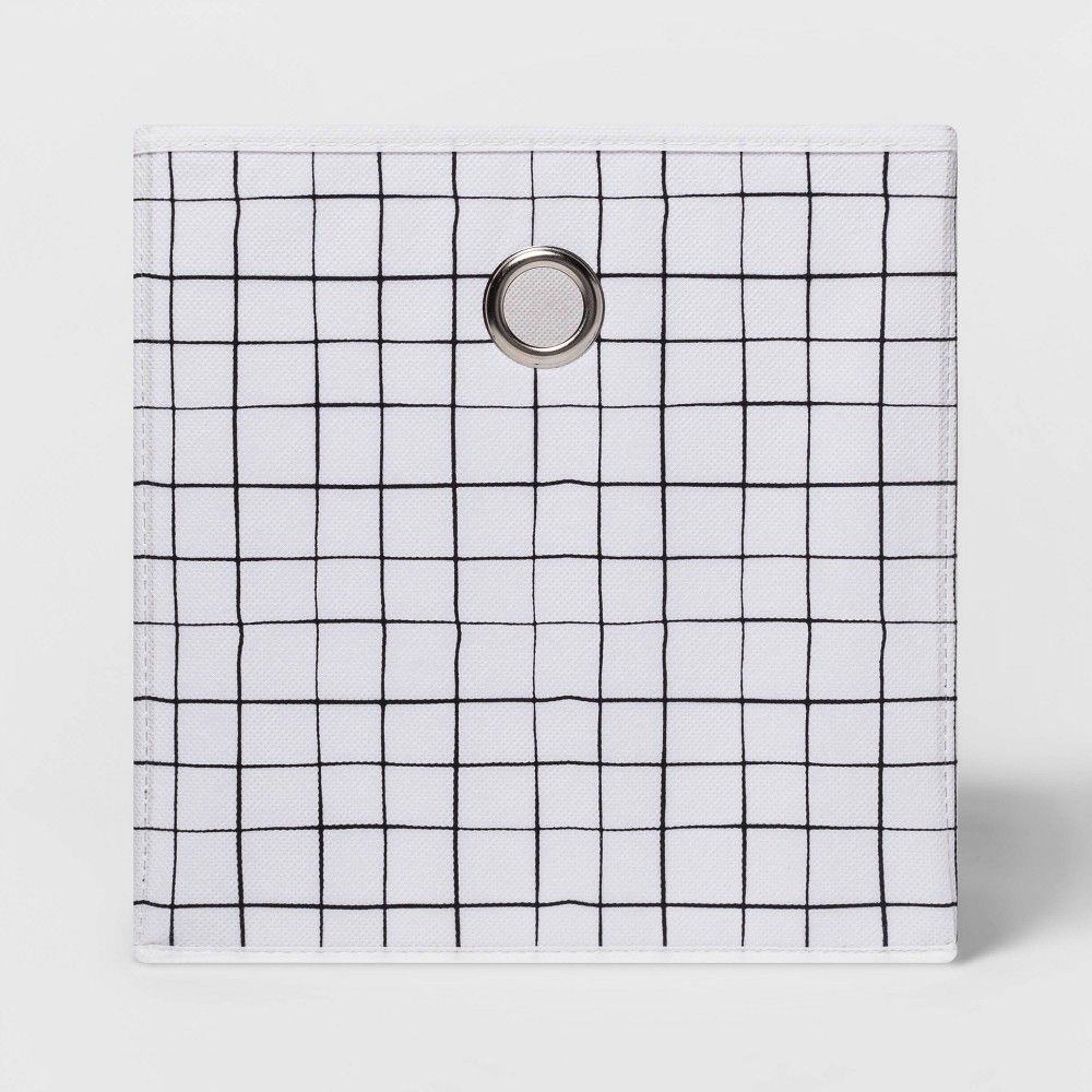 11"" Fabric Cube Storage Bin White/Black - Room Essentials | Target