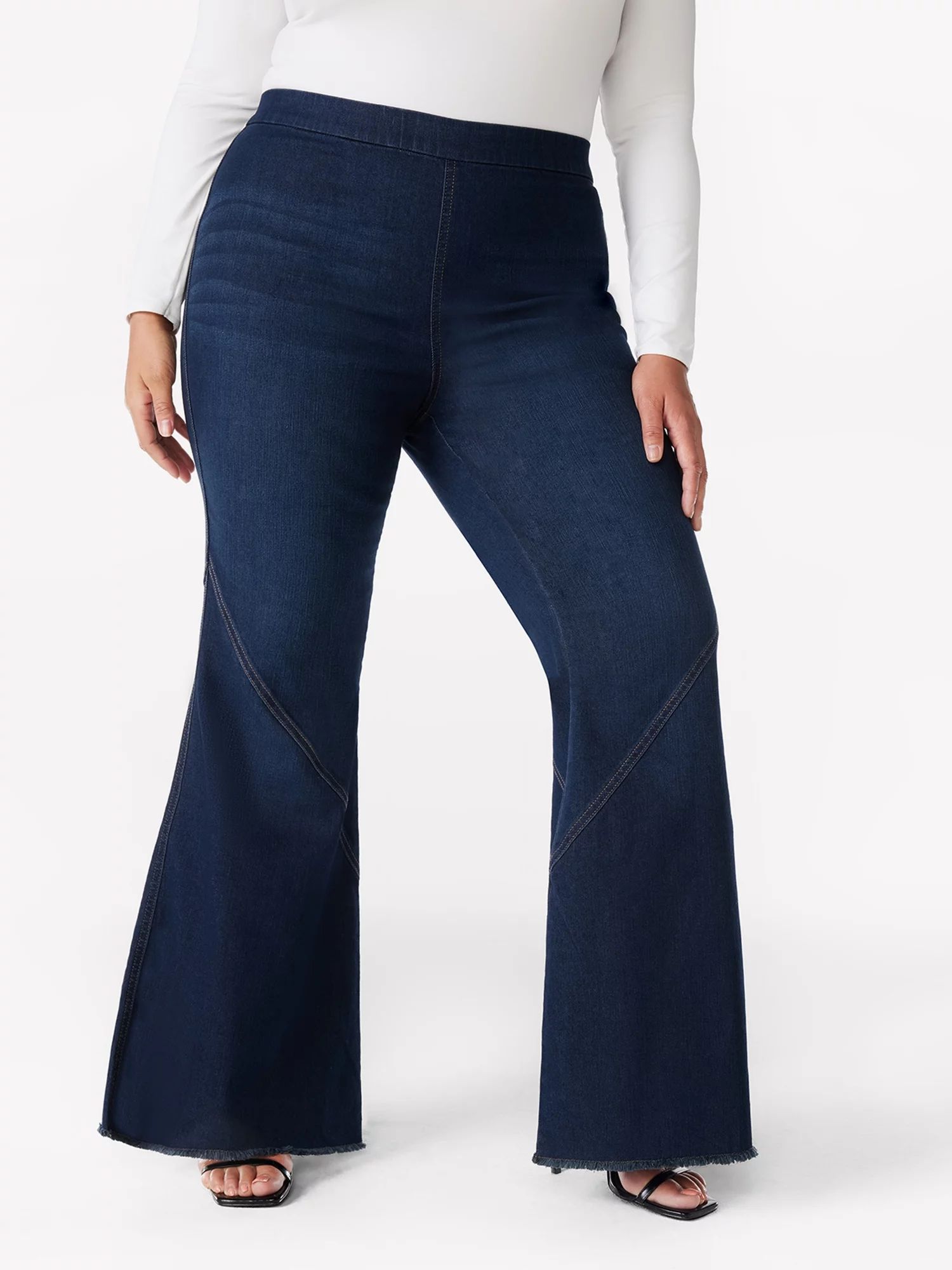 Sofia Jeans Women's Plus Size Melisa Super Flare High Rise Pull On Jeans, 32.5" Inseam, Sizes 14W... | Walmart (US)