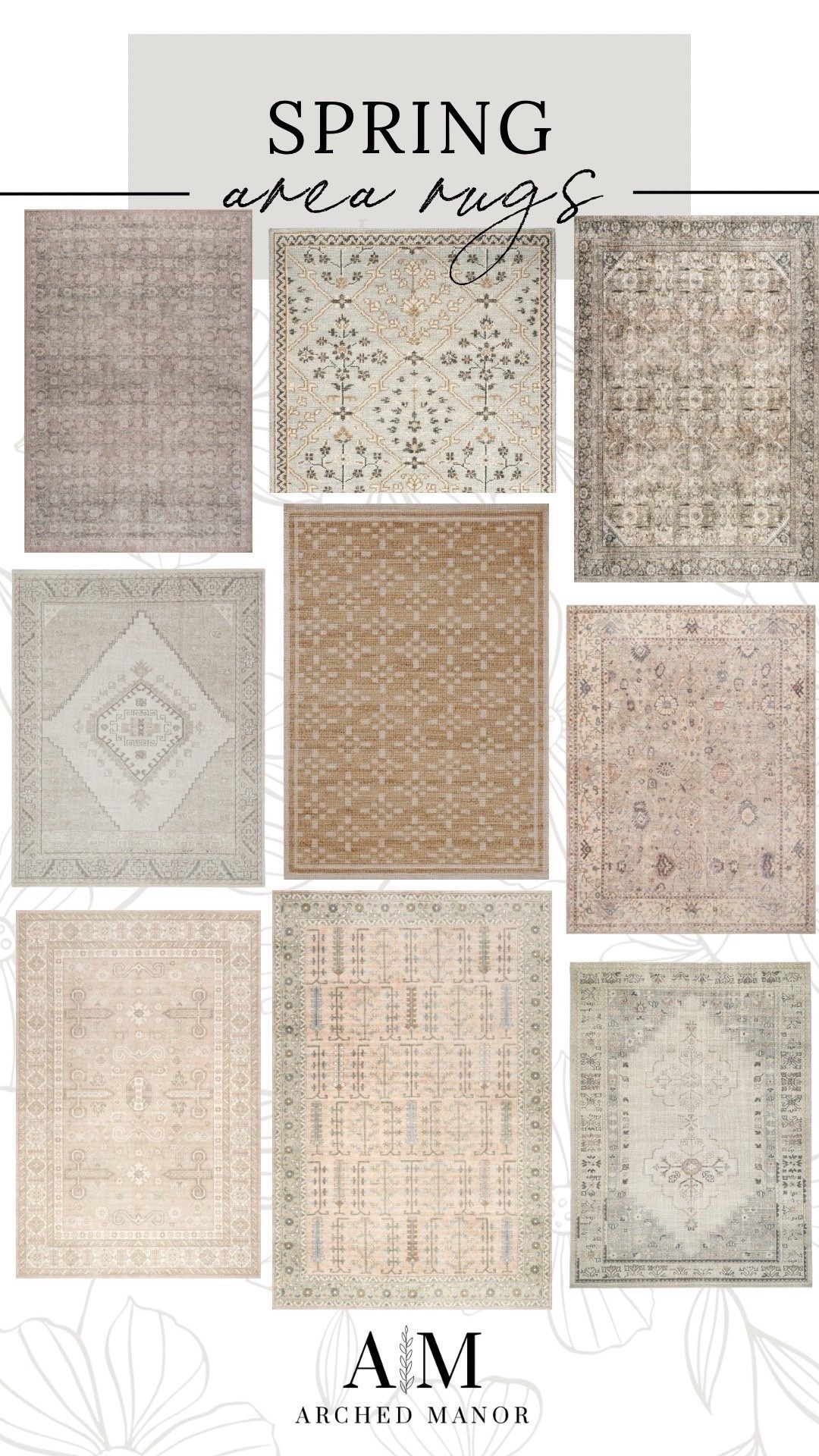 Spring area rugs to add warmth and lighter colors to your space- these are some of my picks, but linked even more! #archedmanor #modernhome #neutralhome #homedecor #casualstyle #neutralstyle 



#LTKSeasonal #LTKHome