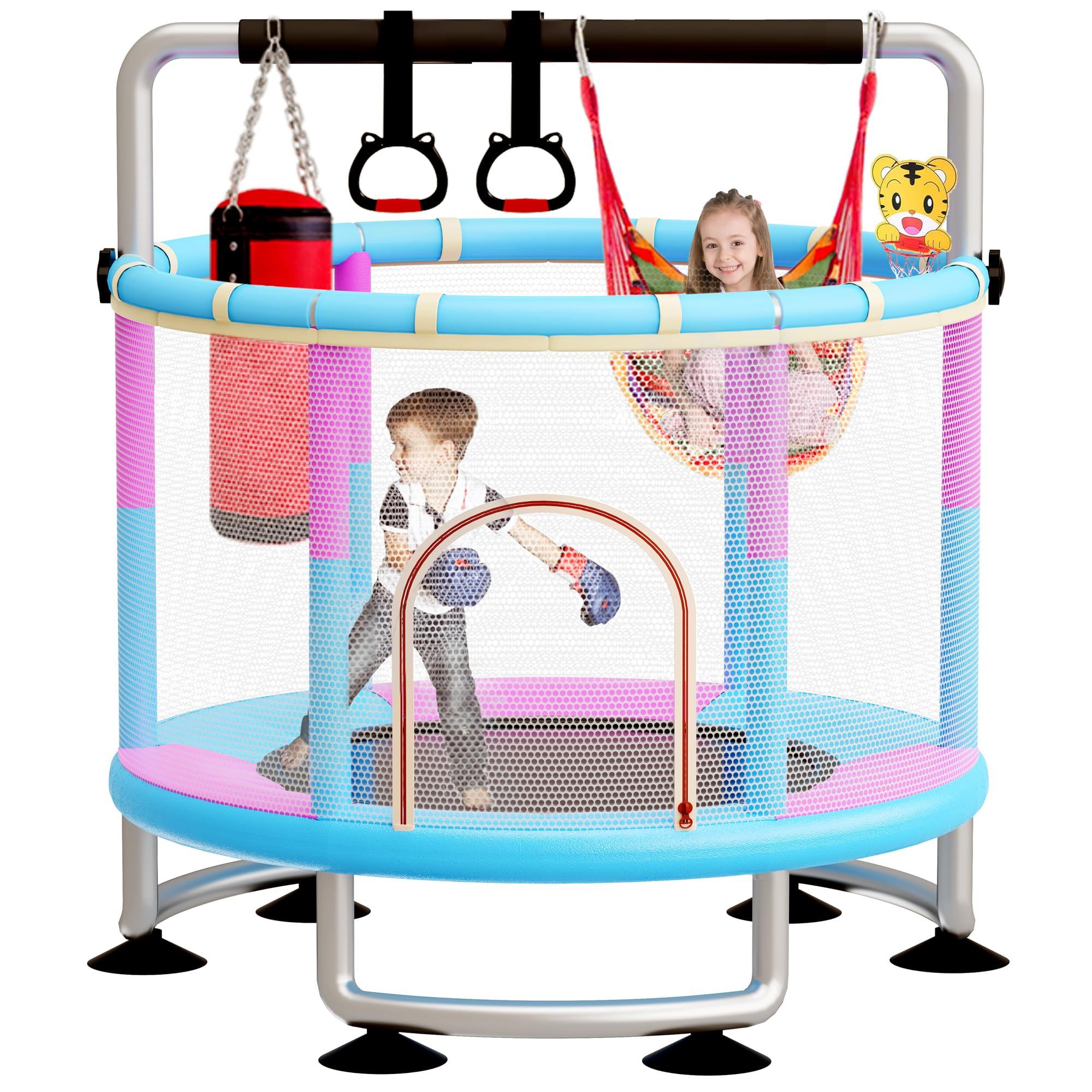 5-in-1 Toddler Trampoline for Kids,60"" Trampoline for Toddlers,Upgrade Kids Trampoline Indoor Outdoor,500lbs Baby Child Large Small Trampoline with Safety Net | Amazon (US)